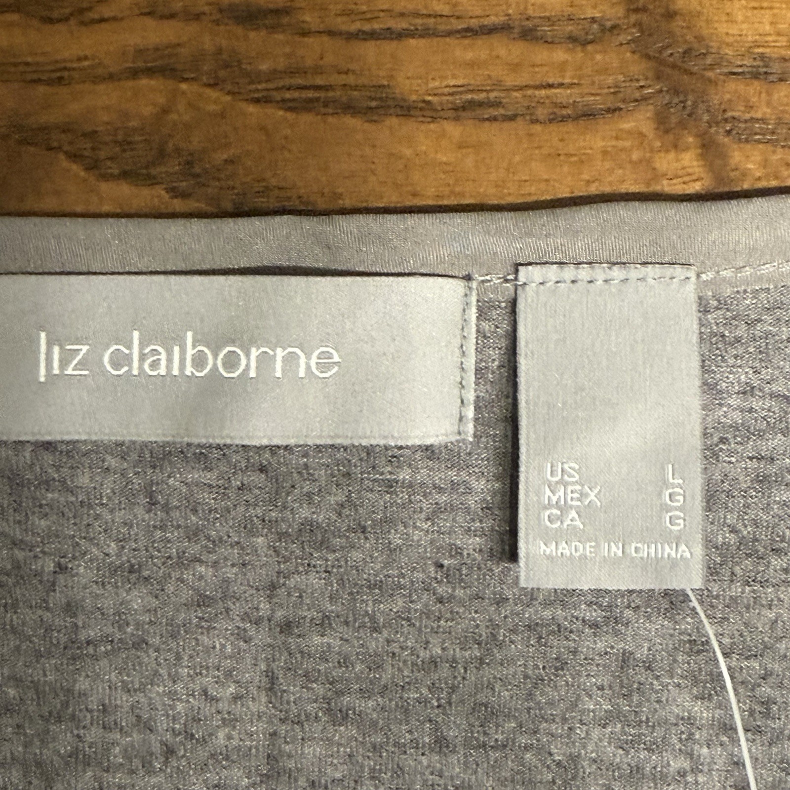 Liz Claiborne Light Grey Long Sleeved Central Pleated Rhinestone Panel Shirt L
