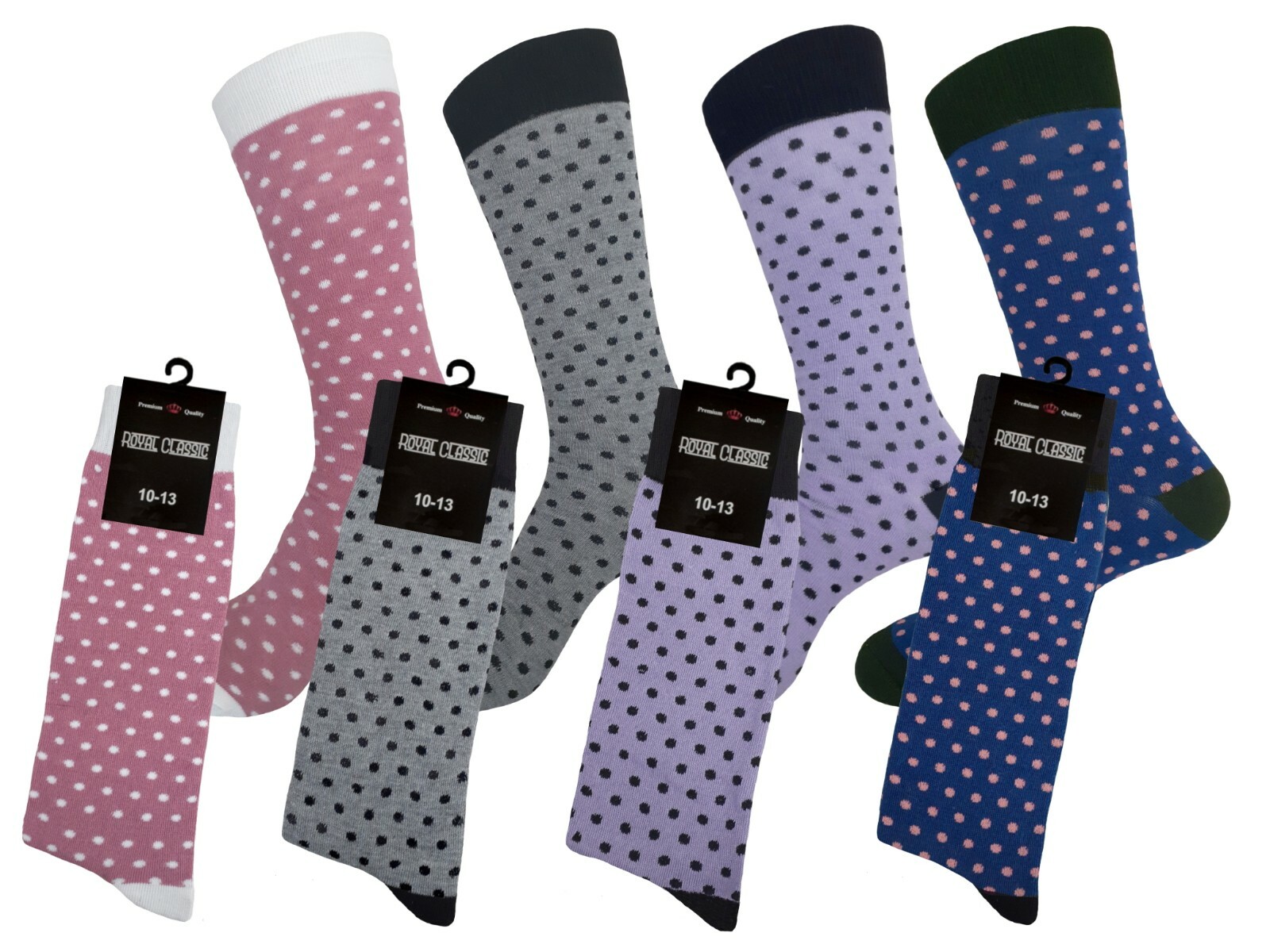 1-4 Men’s Dress Socks Polka Dot Novelty Socks Cotton Size 10-13 True to Size