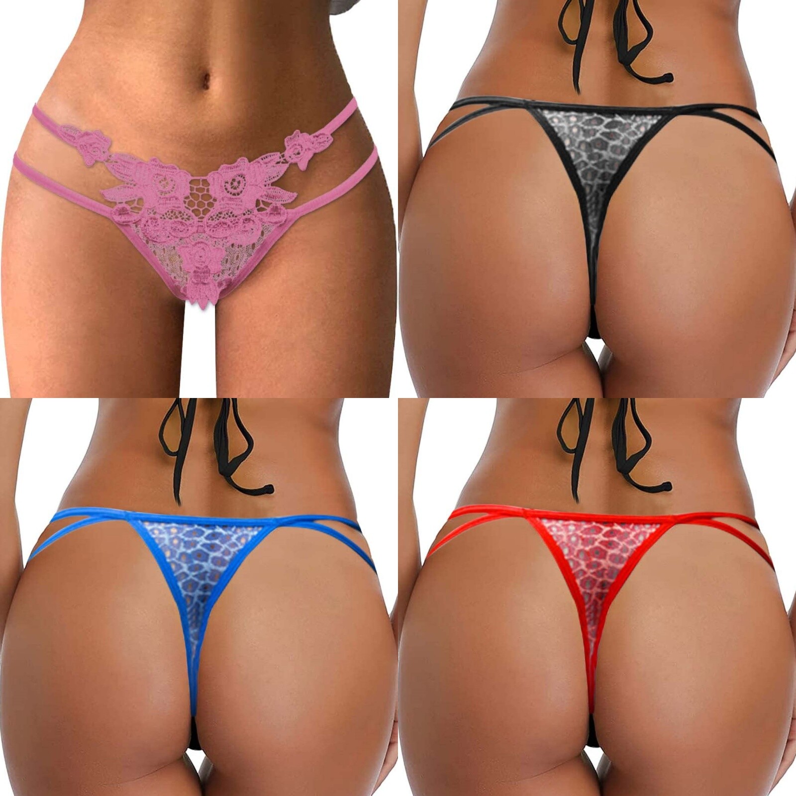 ☆USA☆ Sexy Women Lace Thong G-string Panties Lingerie Underwear Crotchles T-back
