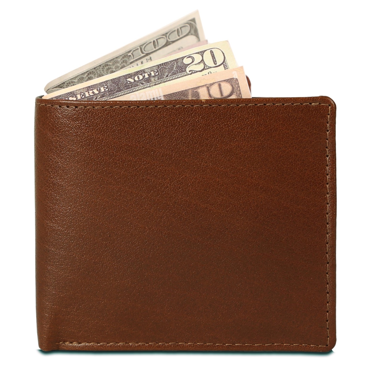 Men’s Tan Leather Wallet – Slim Bifold RFID-Blocking Wallet for Men with 6 Ca…