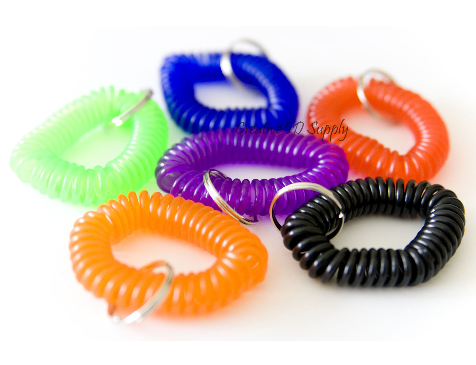 WHOLESALE 12 50 100 500 PCS SPIRAL WRIST COIL KEY CHAIN KEY RING HOLDER 6 COLORS