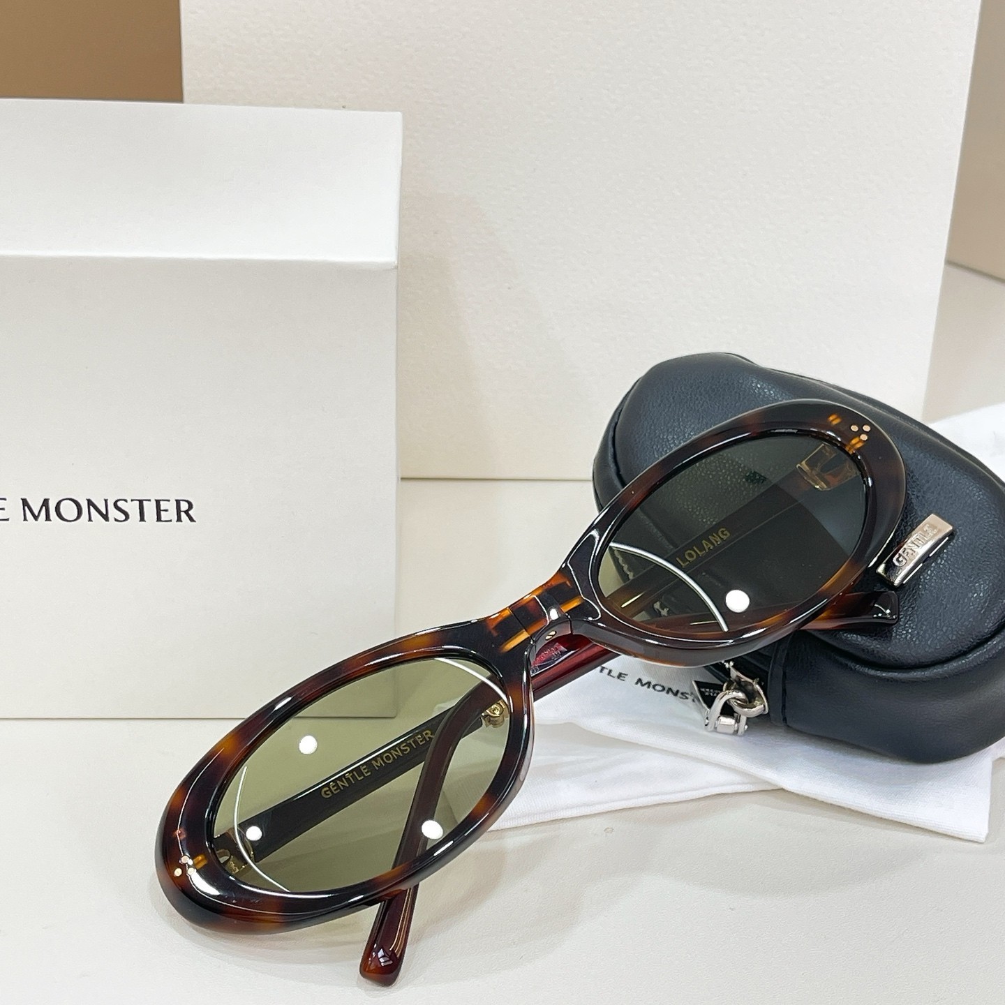 GENTLE MONSTER LOLANG Havana Light Green 55口21-132 Sunglasses New w/ Case