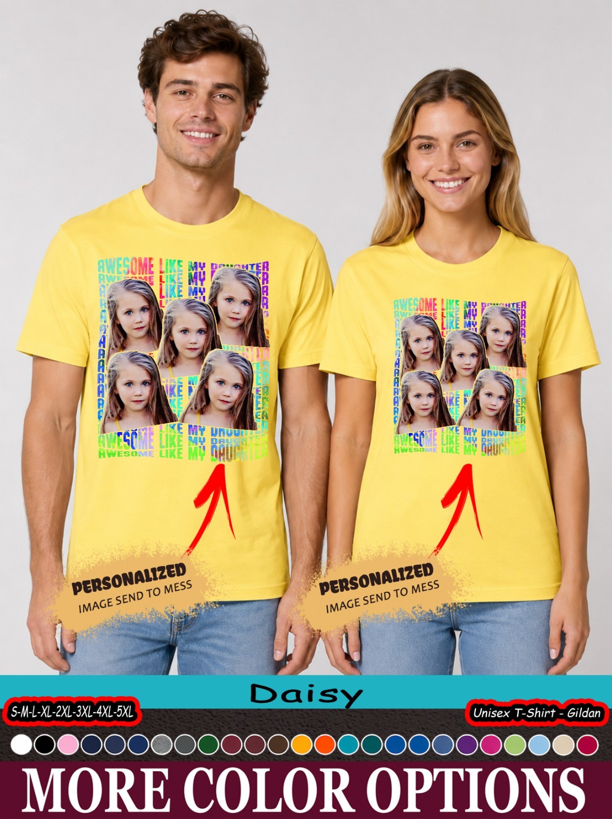 Custom Photo Funny Dad Daughter Shirt, Awesome Like My Daughter Graphic Tee