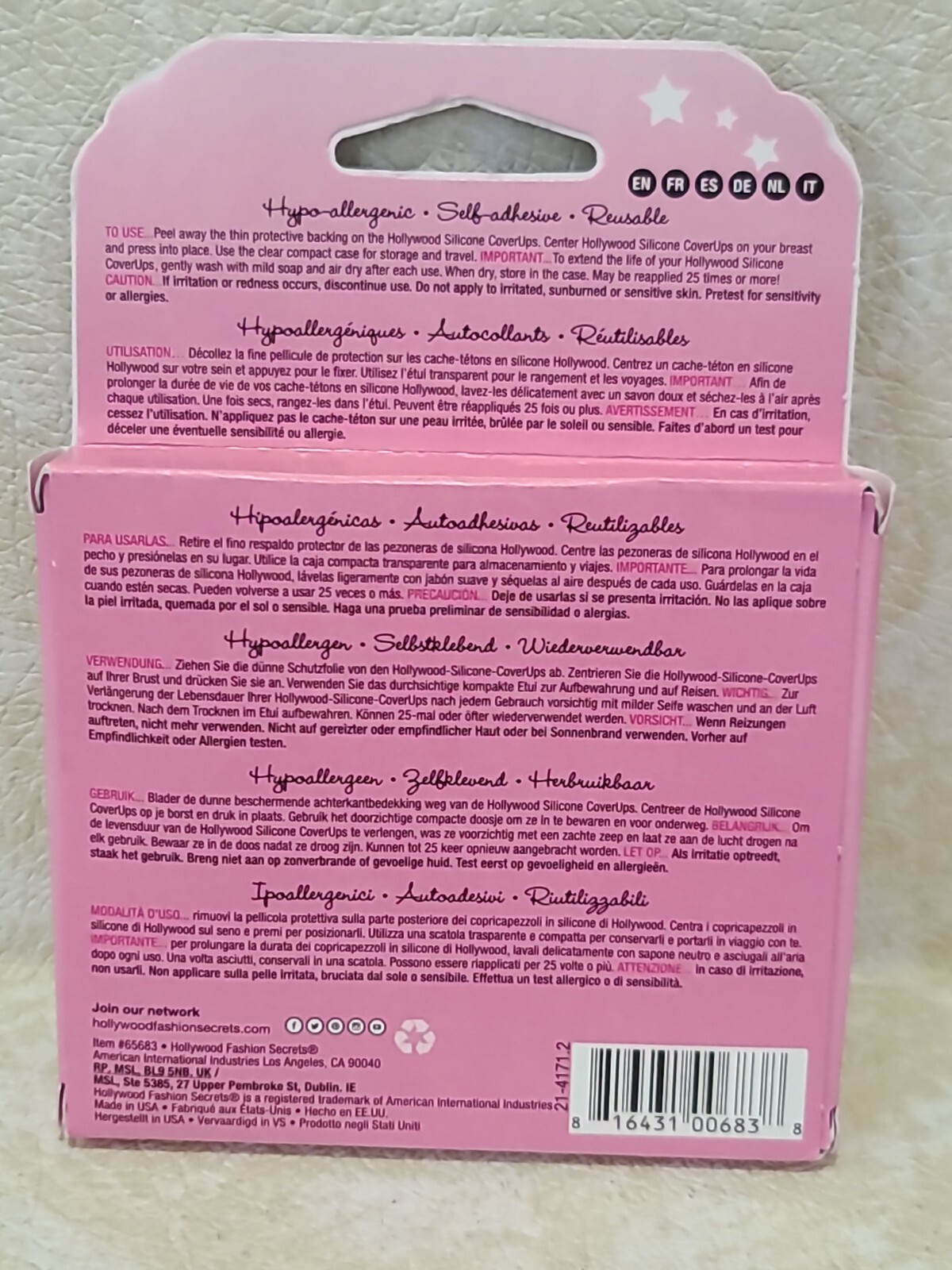 Hollywood Fashion Secrets Silicone CoverUps LIGHT Tone 1 PAIR. Lingerie Accesso