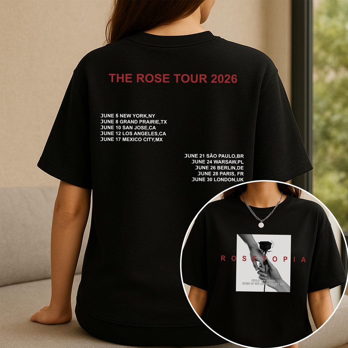 The Rose Rosetopia World Tour 2026 K-Pop Band T-Shirt Reprint