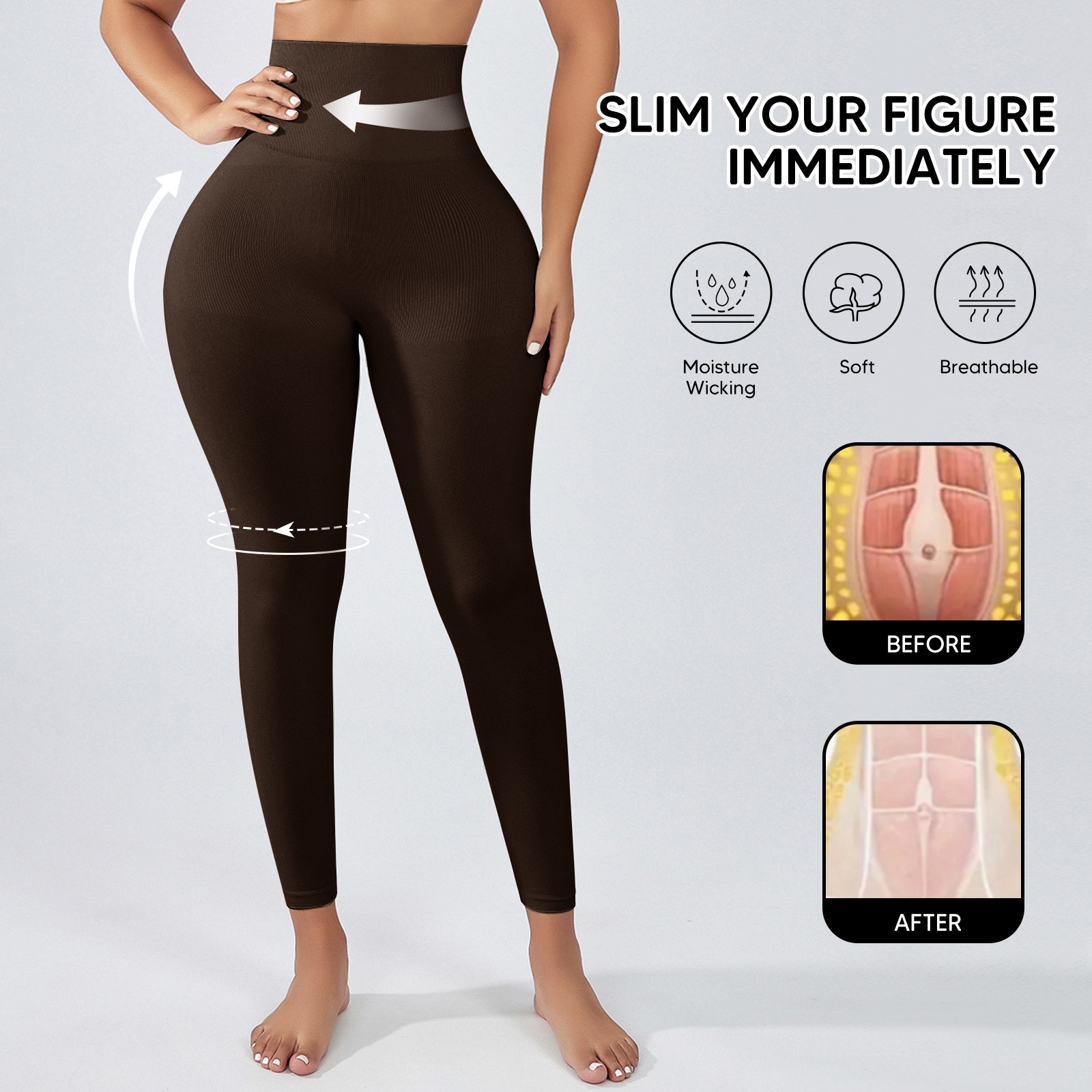 Slimming Anti Cellulite Compression Leggings High Waisted Tummy Control Pants