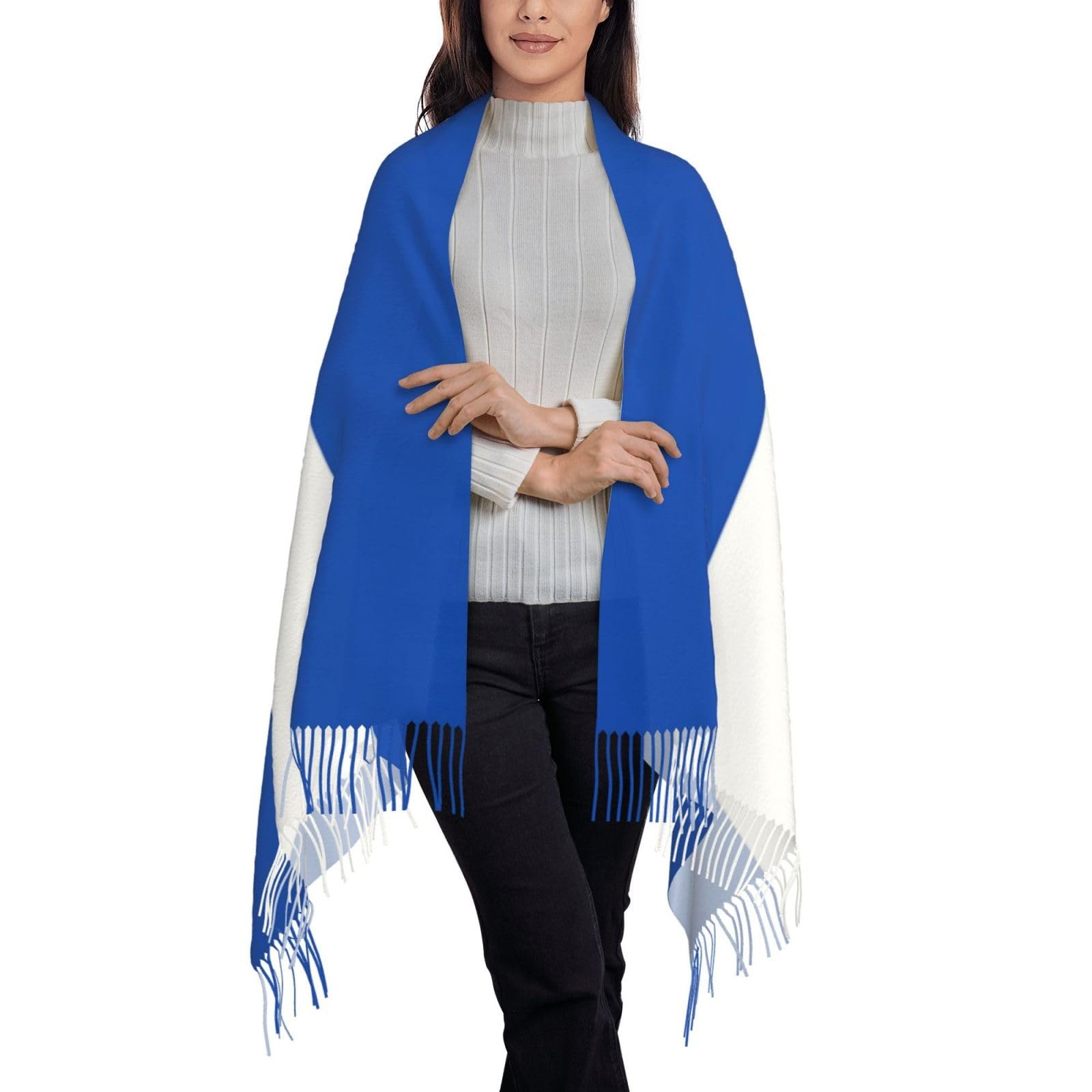 Patriotic Flag Tassel Scarf For Women Soft Warm Cashmere Feel Shawl Wrap
