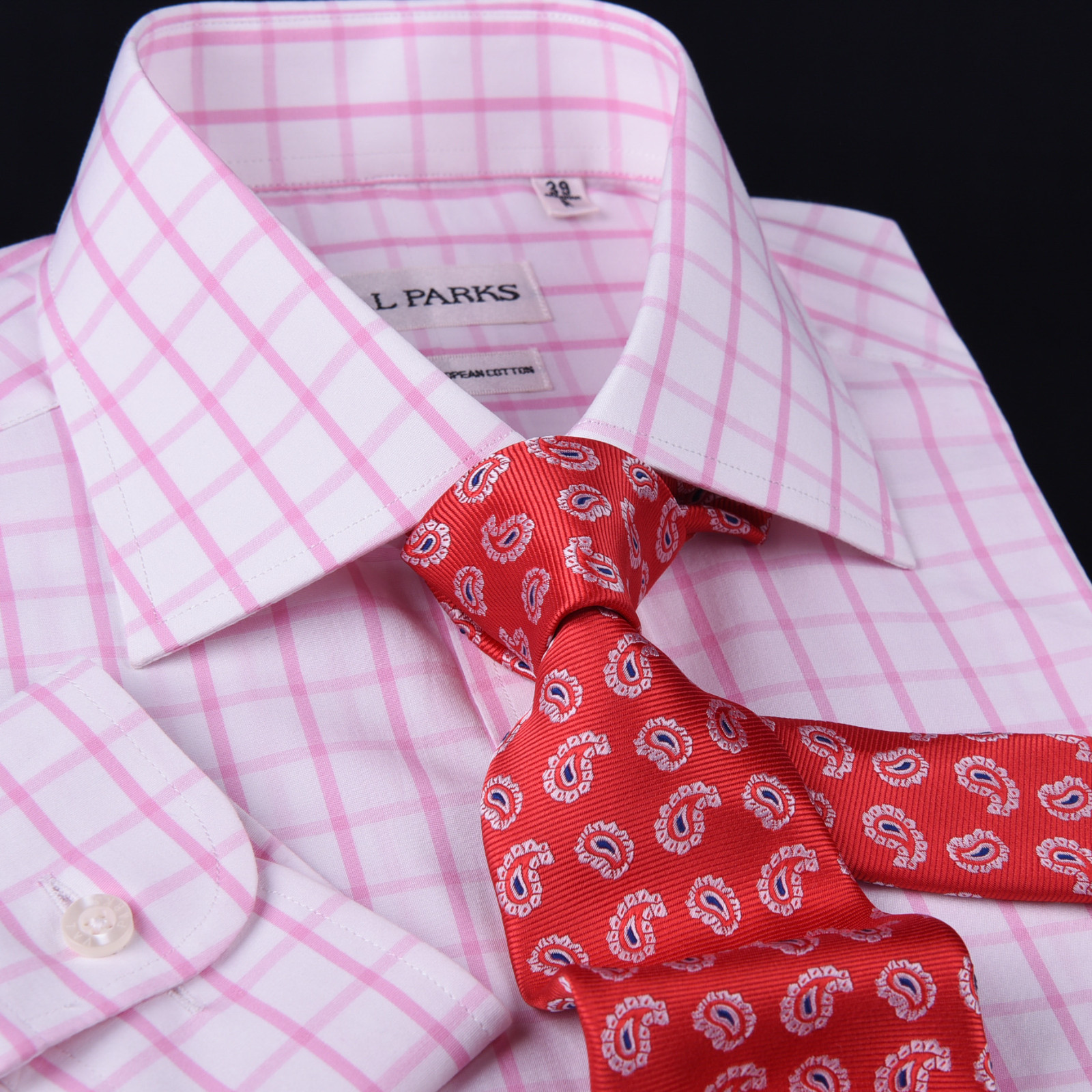 Mens Pink Plaids & Checks Formal Business Dress Shirt Lightweight Easy Iron Top
