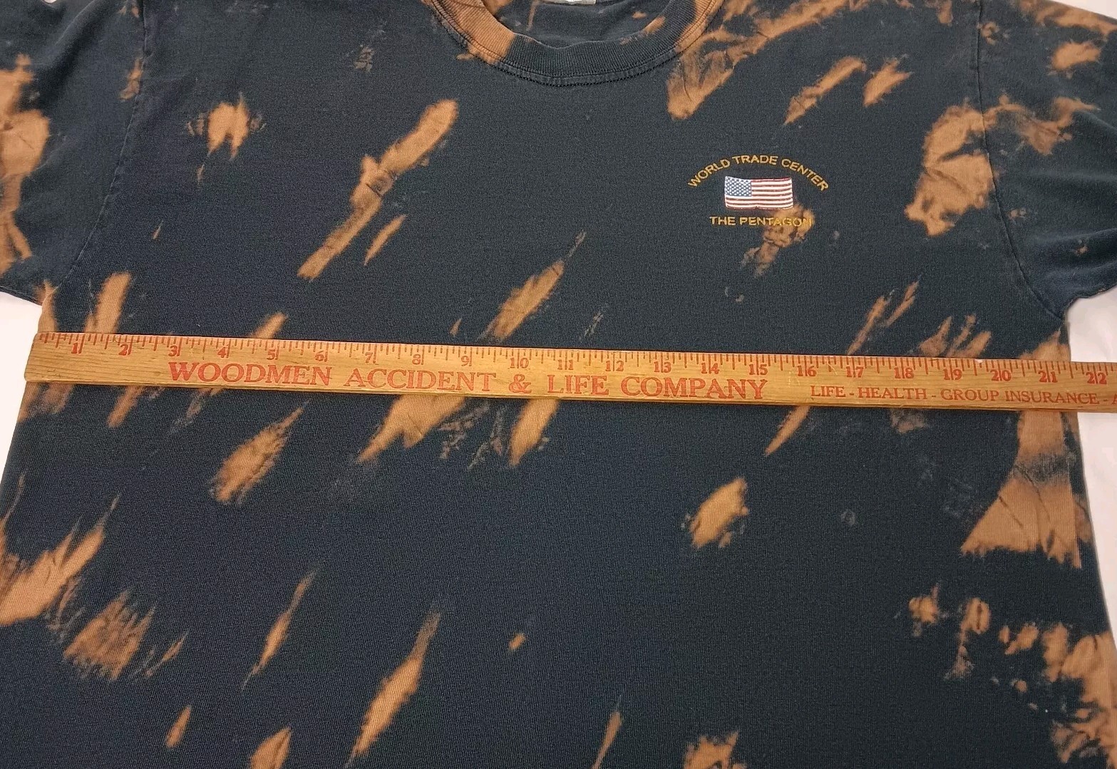 World Trade Center Pentagon 911 T Shirt Large Bleach Dye Bombers Three Wise Men