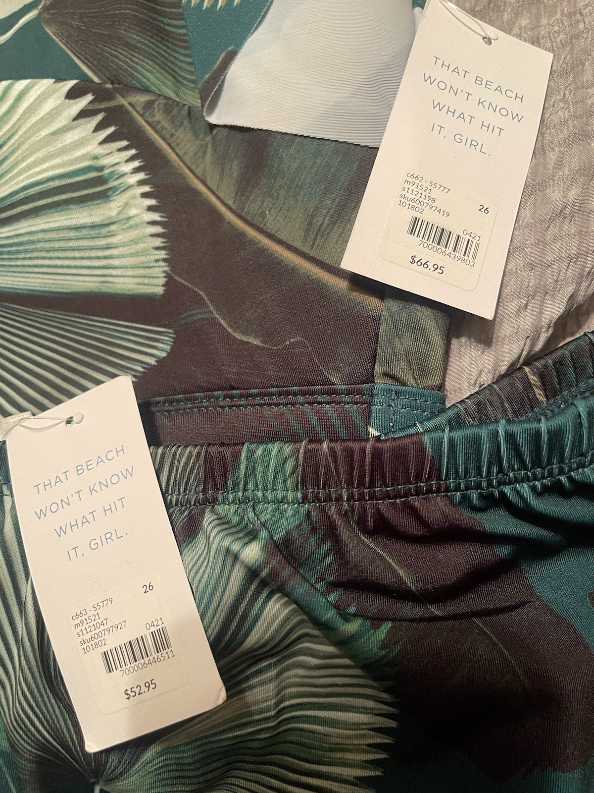 NWT Lane Bryant Size 26 Green/Black Tropical 2-Piece Bikini Set