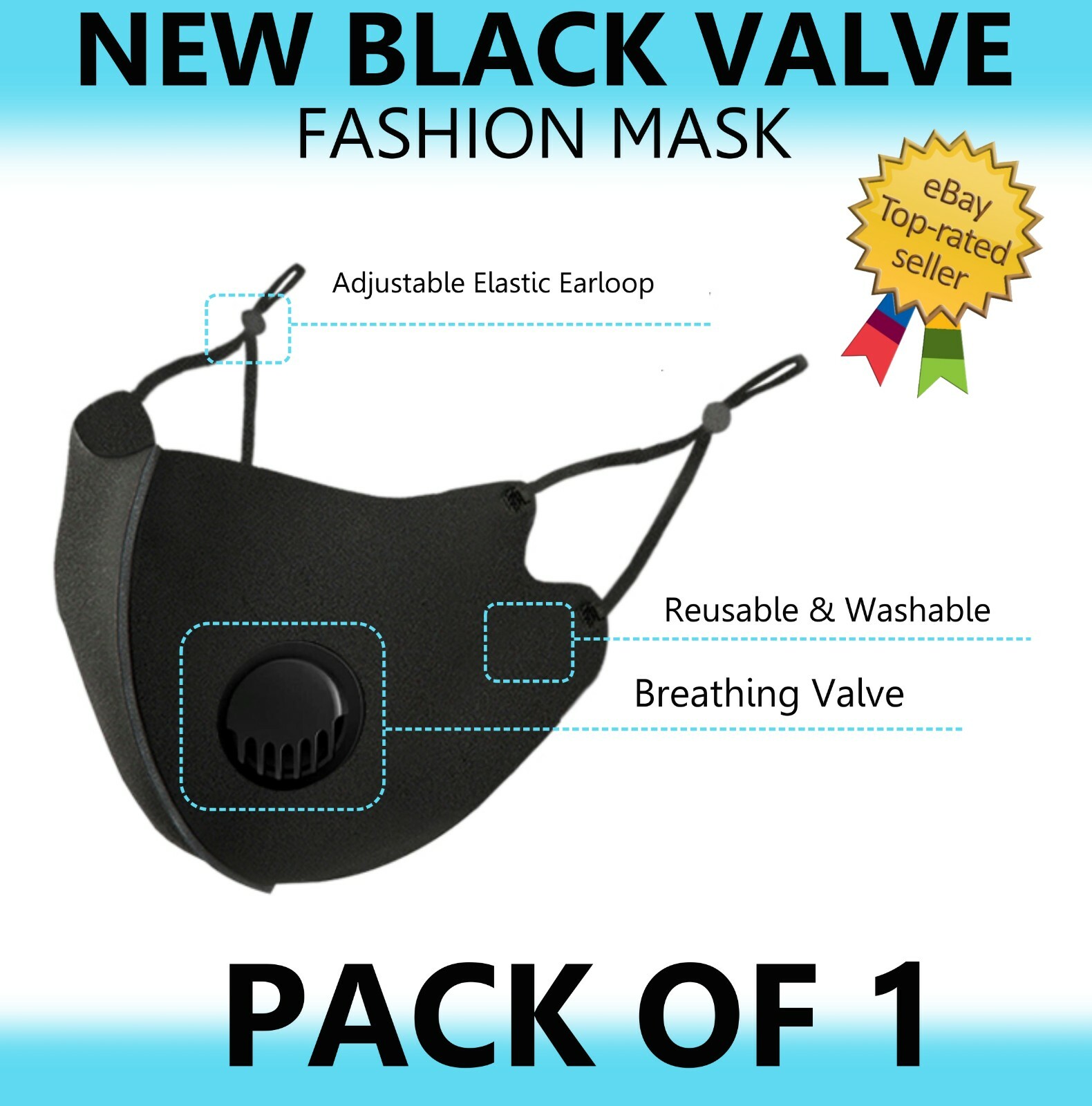 NEW 3D RESPIRATOR FILTER FASHION FACE BLACK MASK WASHABLE & REUSABLE FACE MASK