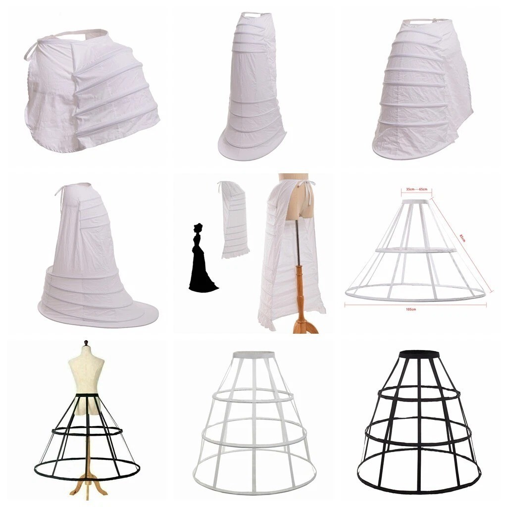 Womens Hoop Skirts for Rococo Victorian Dress Double Pannier Crinoline Bustle