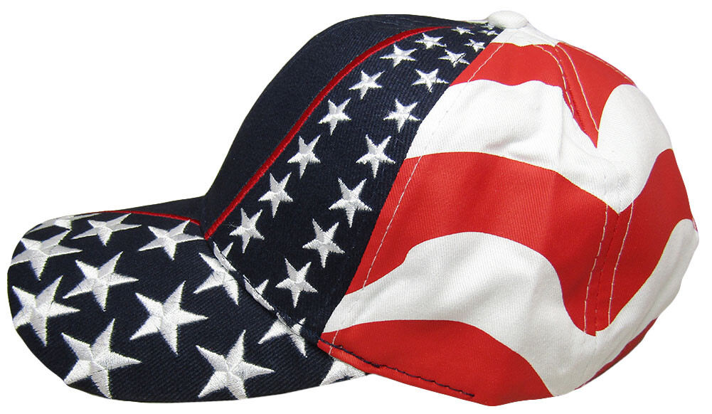 USA Embroidered Stars & Stripes 100% Cotton Embroidered Hat Cap