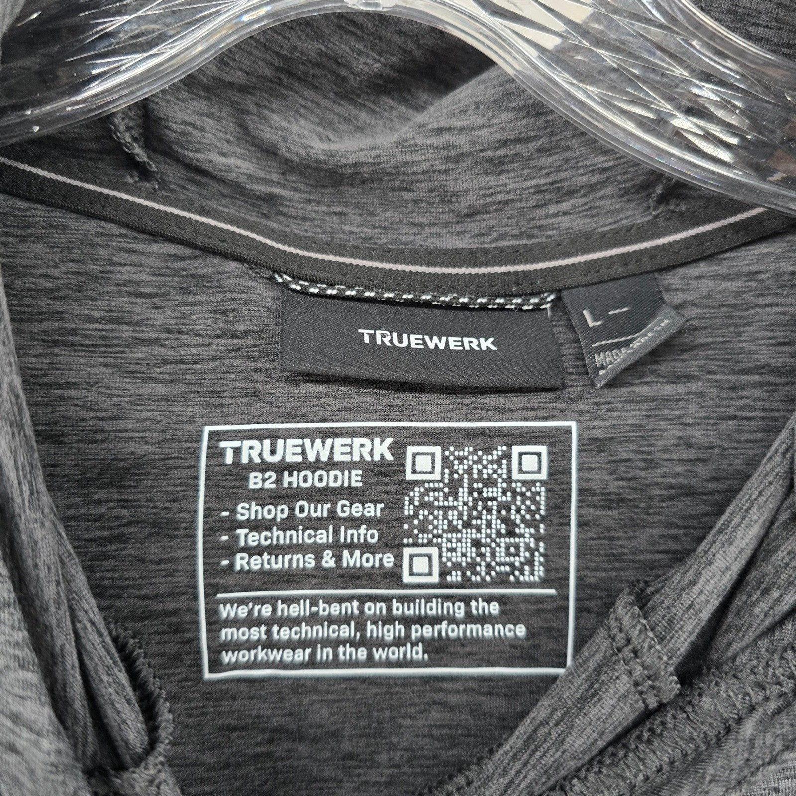 Truewerk B2 Hoodie Mens Large Gray Heathered Long Sleeve Performance Workwear