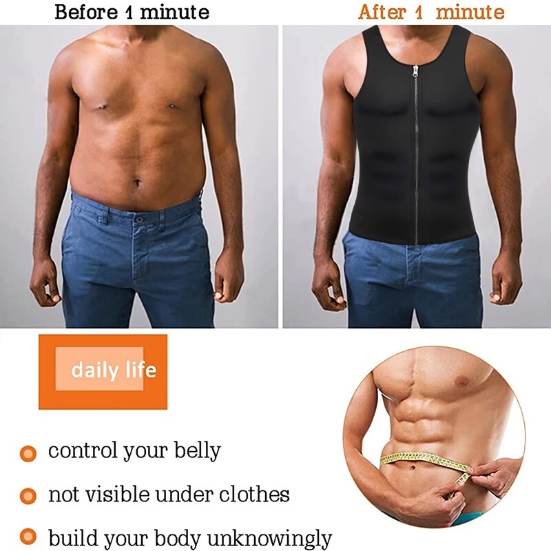Gynecomastia Compress Tank Top Men Slim Body Shaper Vest Athletic Shirt Sauna NW