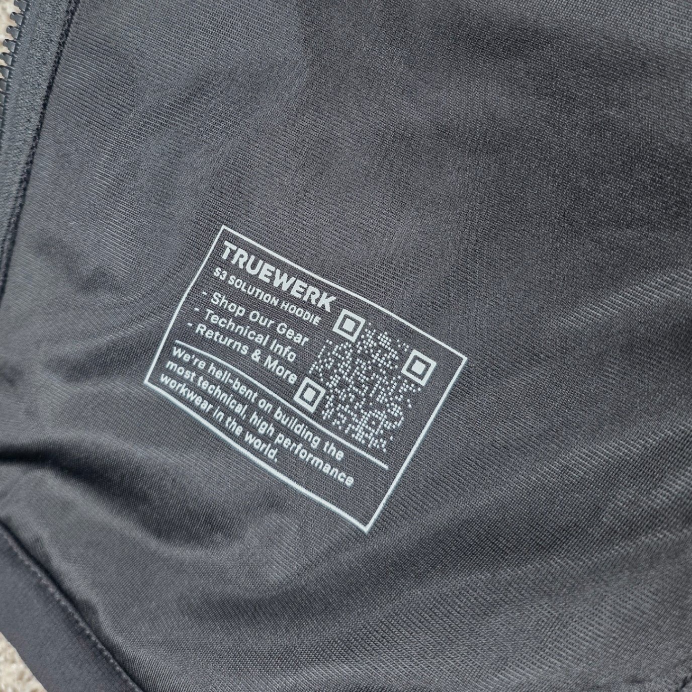 Truewerk S3 Solution Hoodie Mens Large Black Performance Workwear Zip Jacket