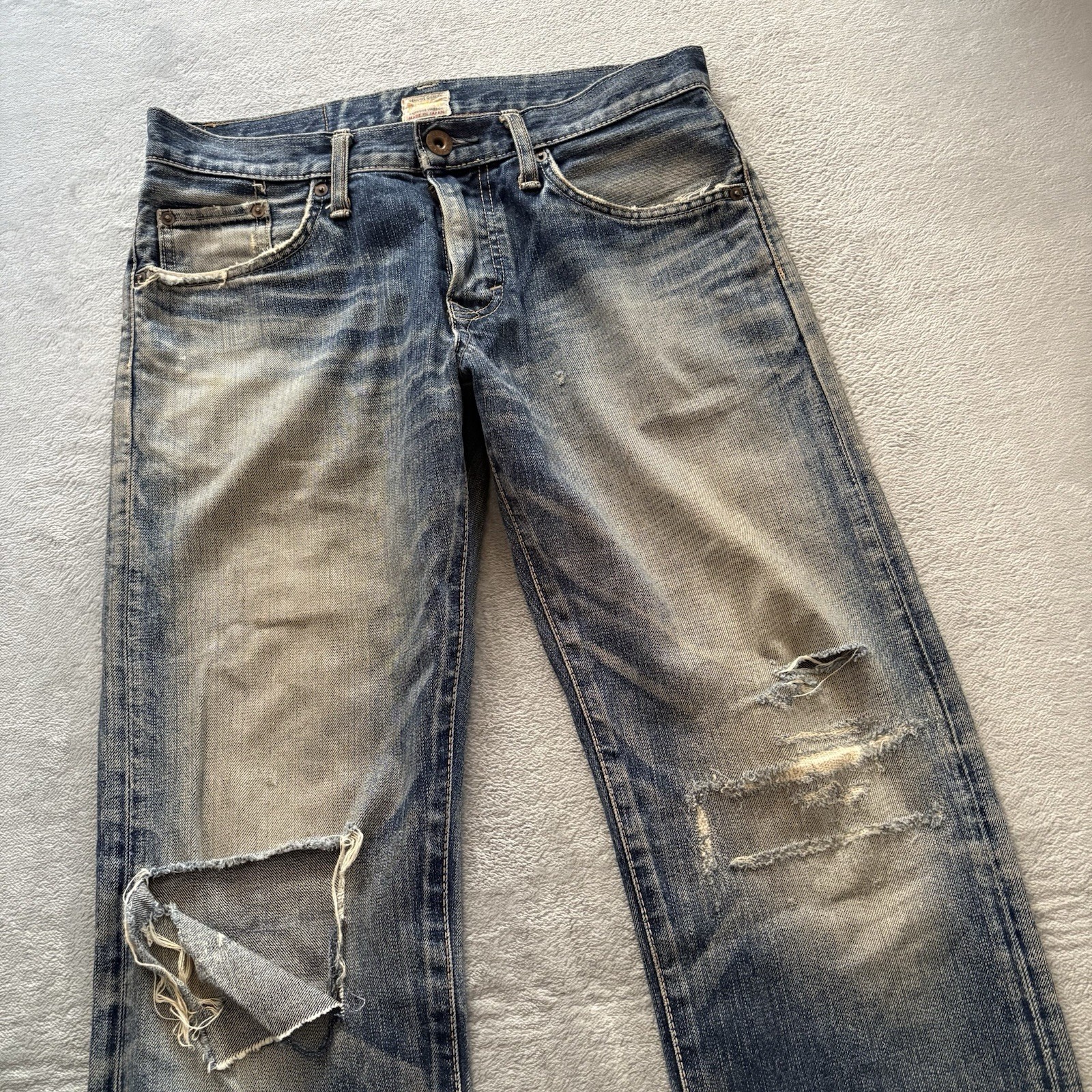 EDWIN 413XV Distressed Denim Jeans Men’s Size 29 Made in Japan Vintage Fade
