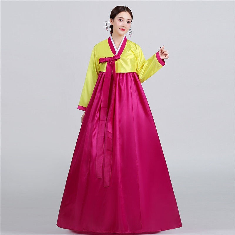 Ethnic Korean Hanbok Modern Women Asian Folk Stage Dance Performance Costume