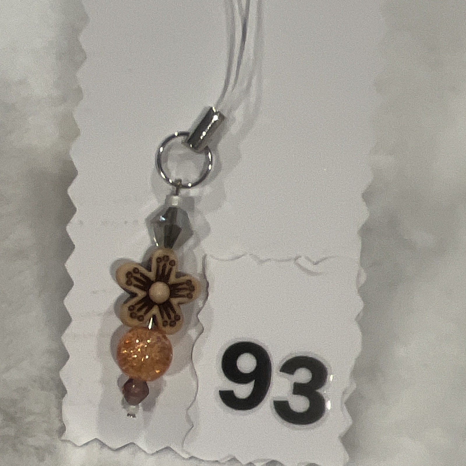 Brown/Orange/Silver Beaded Floral Flower Key Chain Charm – Metal/Plastic Women