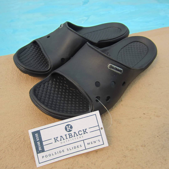 Men’s Kaiback Poolside Slide Shower Shoe – Slip-Resistant Home Sandal – Black