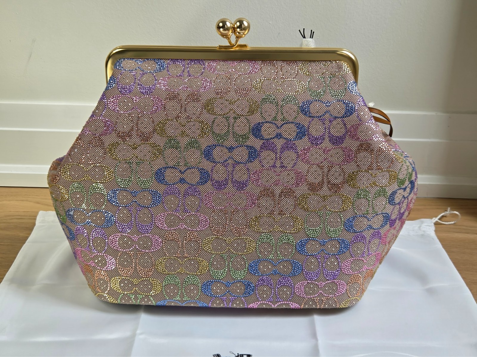 Coach Large Kisslock Frame Bag In Crystal Signature Jacquard | CCX15 | Brand New