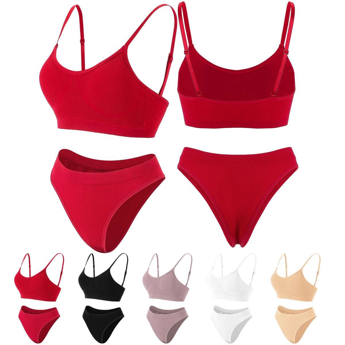 Women’s Push Up Bra And Panty Set Pull Over Bralette Underwear Sport Round Neck