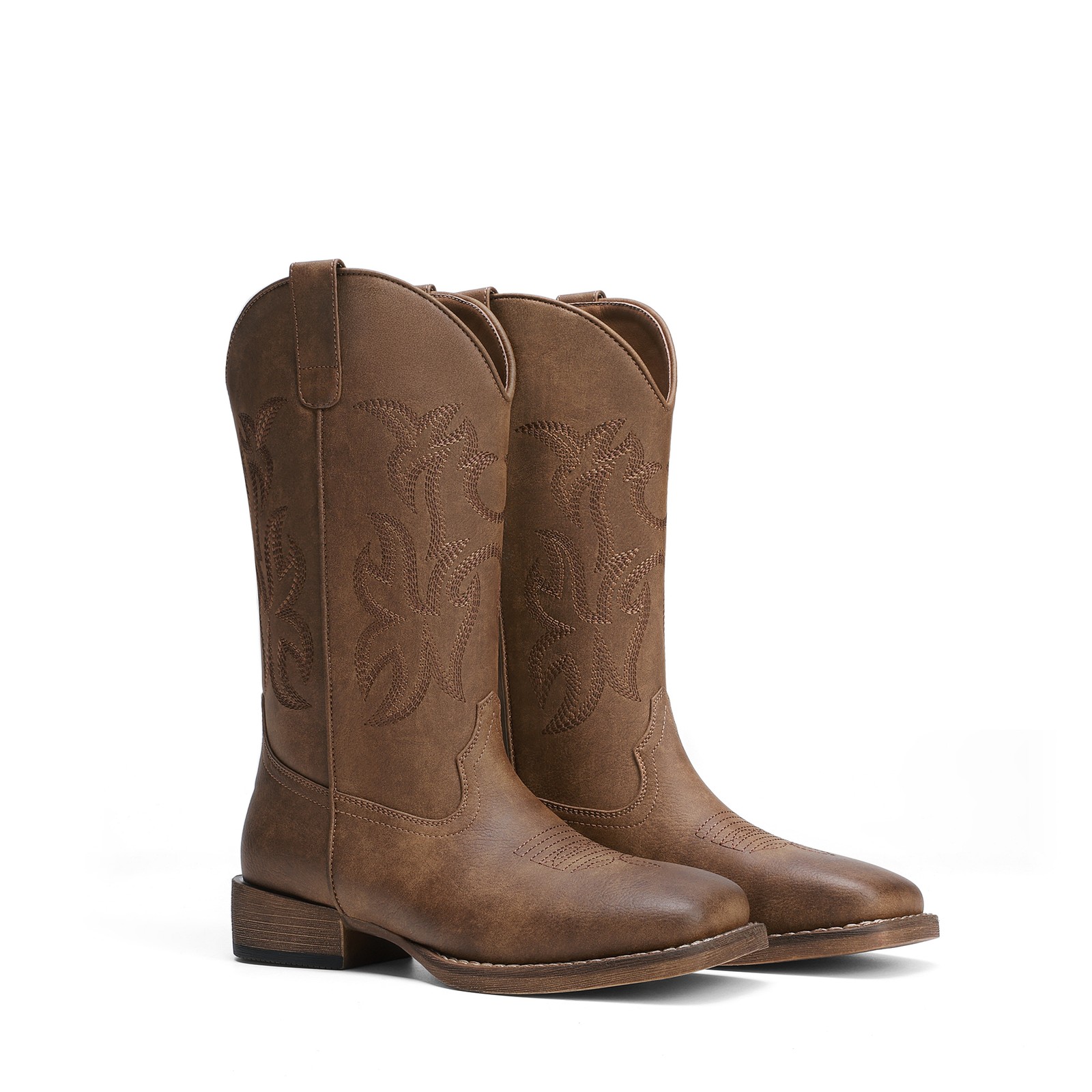 Cowboy Cowgirl Boots for Women Wide Square Toe Western Mid Calf Boots