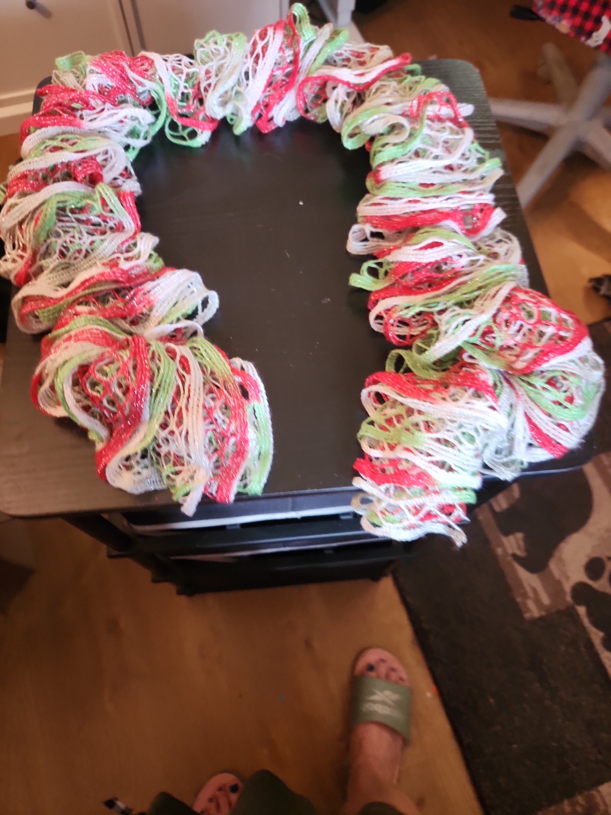 Women’s Handmade Multicolor Crochet Ruffle Infinity Scarf Lightweight Acrylic