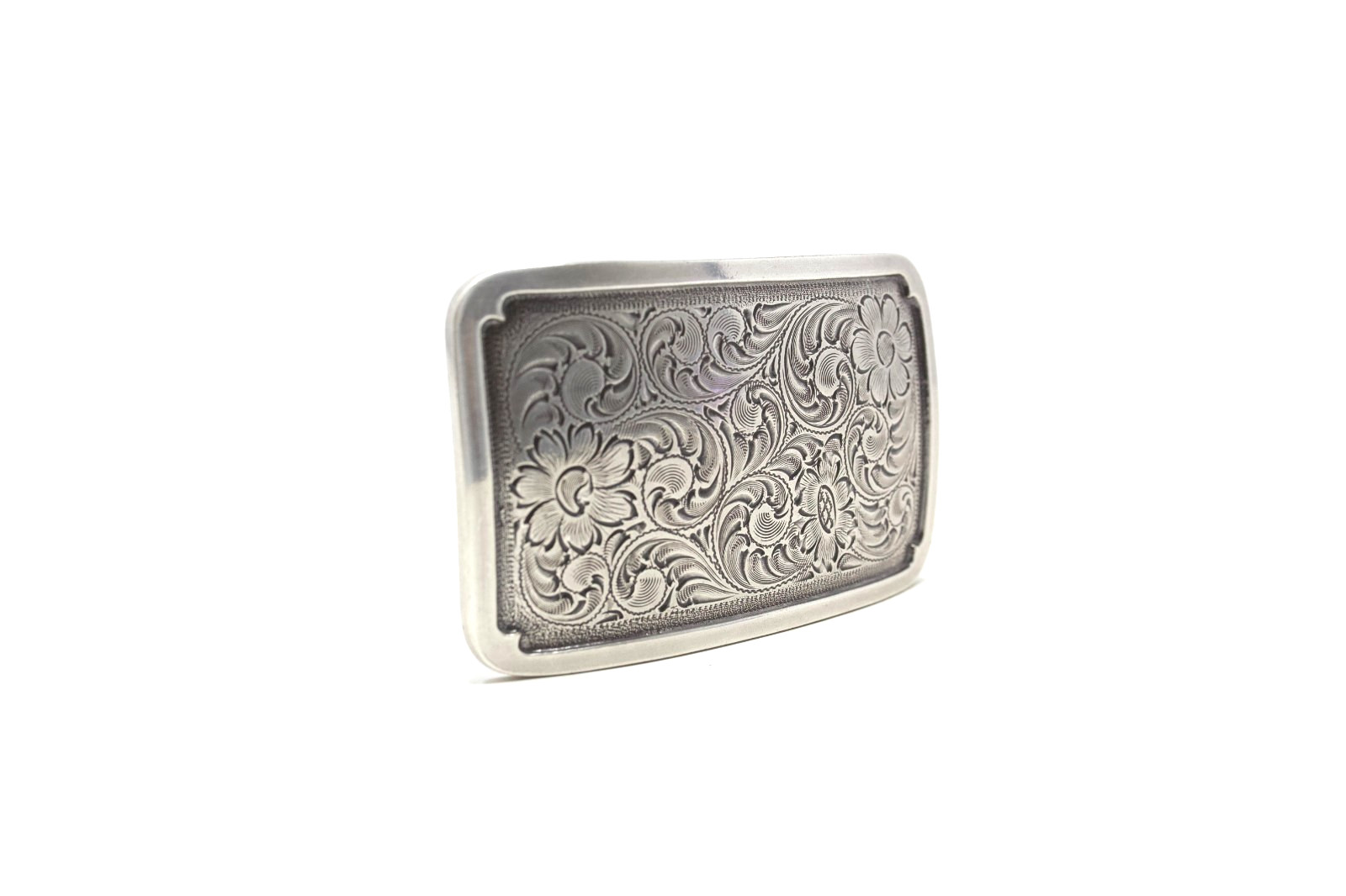 Silver Floral Western Cowboy Belt Buckle, (1.5”) Removable Western Buckle