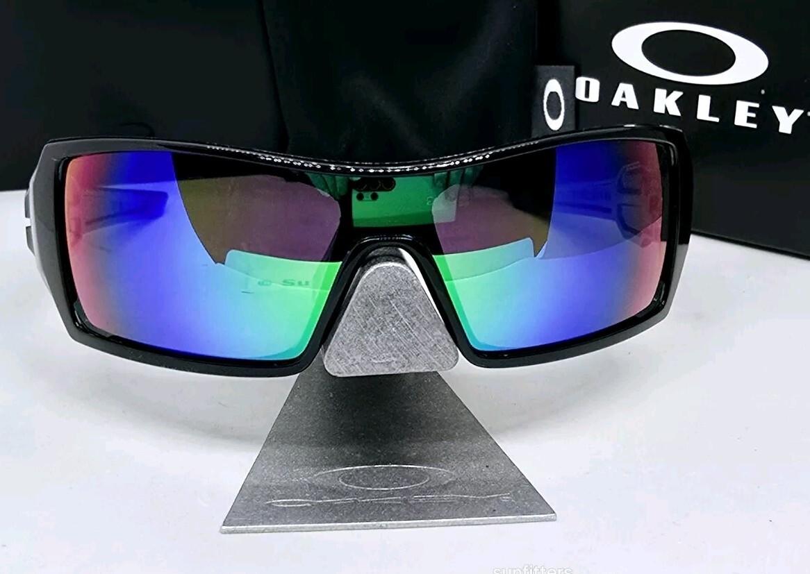 Custom OAKLEY black OIL RIG +(aftermarket) green POLARIZED sunglasses NEW IN BOX