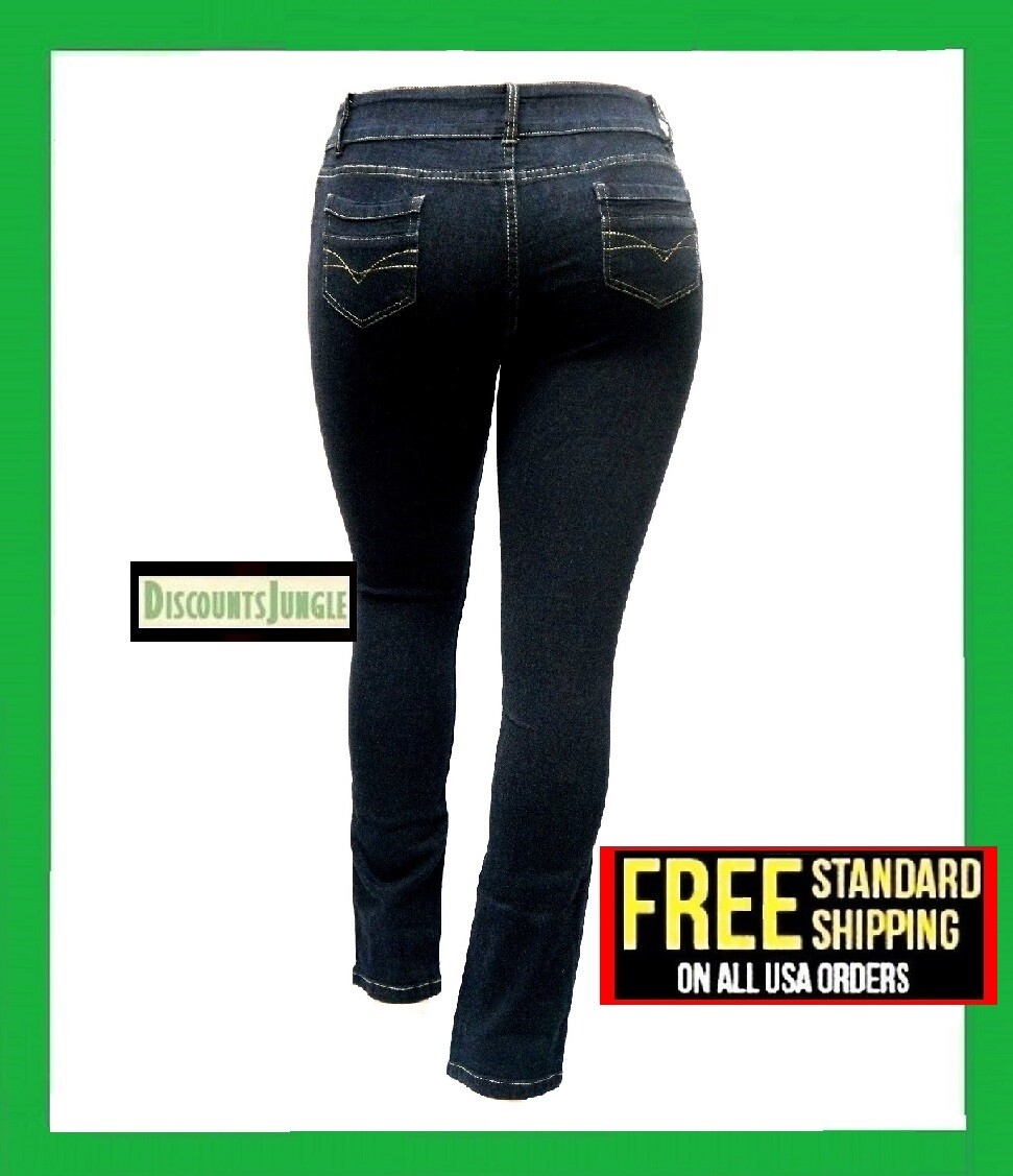 Jack David Womens Plus Size Blue Stretch Denim Jeans Slim bootcut Skinny Jeans