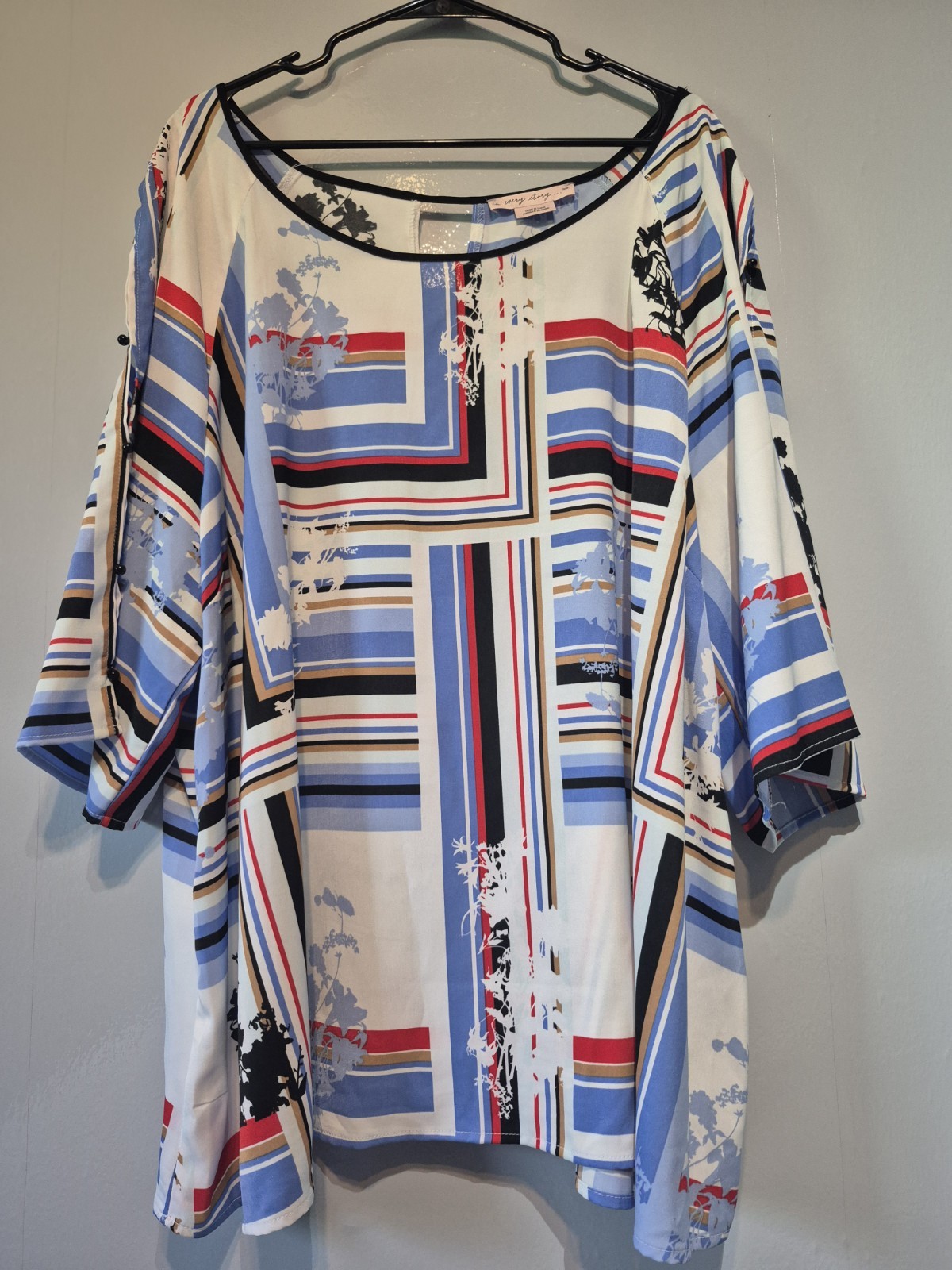 Womens Geometric Stripe Scoop Light Blue/ White