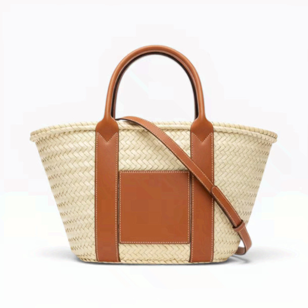 Large Handmade Moroccan Straw Basket Tote, Woven Palm Market Bag, Beach & Storag