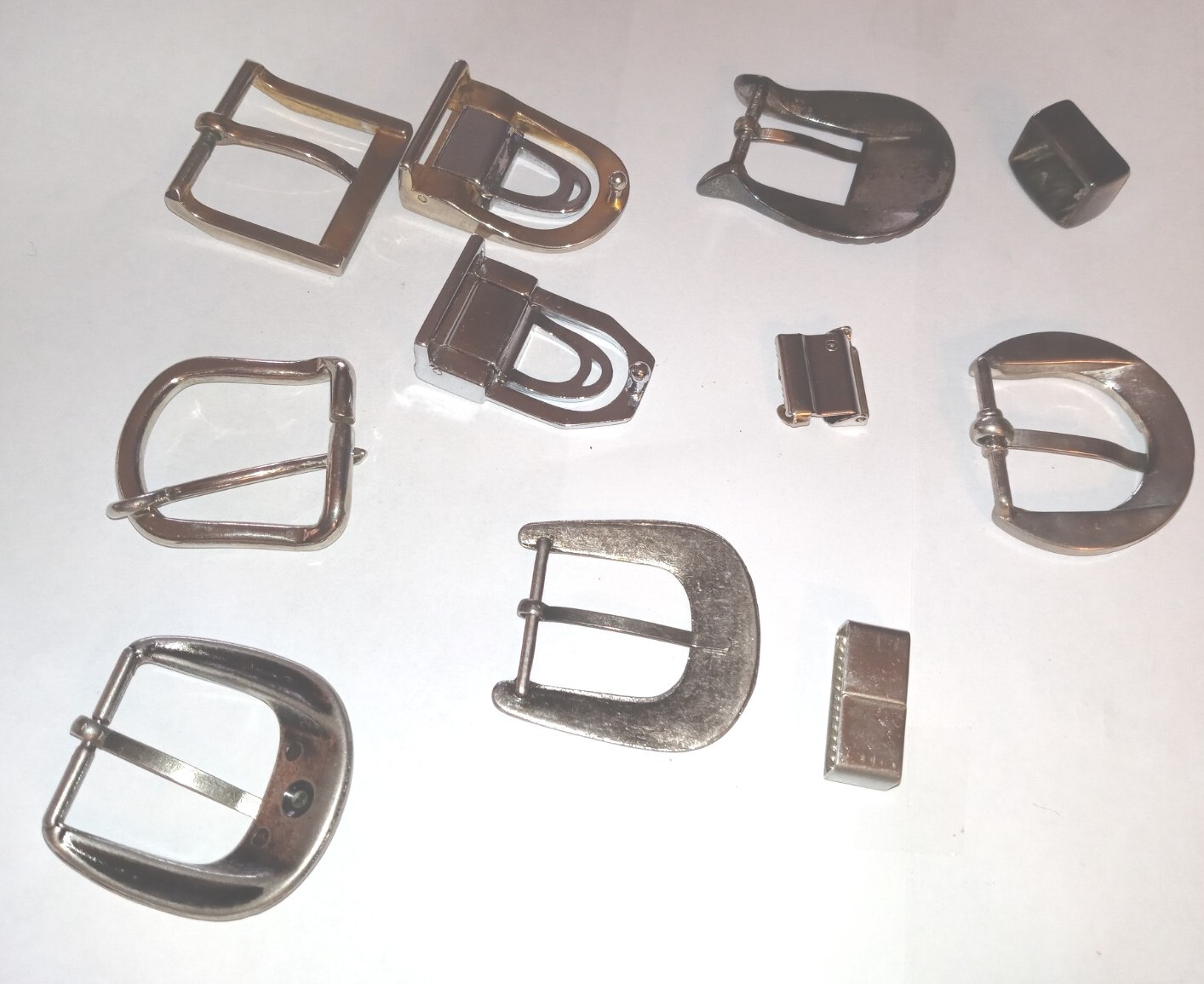Lot of 8 Silvertone Buckles + Sliders For Crafts Sewing Replacement Parts etc