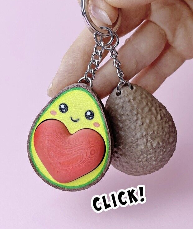 Avocado Fidget Clicker Valentine Keychain, Mechanical Clicker 3D Printed Fun Toy
