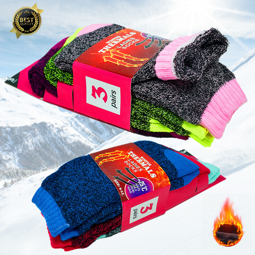 3-12 Pairs Winter Womens Warm Thermal Heated Heavy Duty Boots Crew Socks 9-11