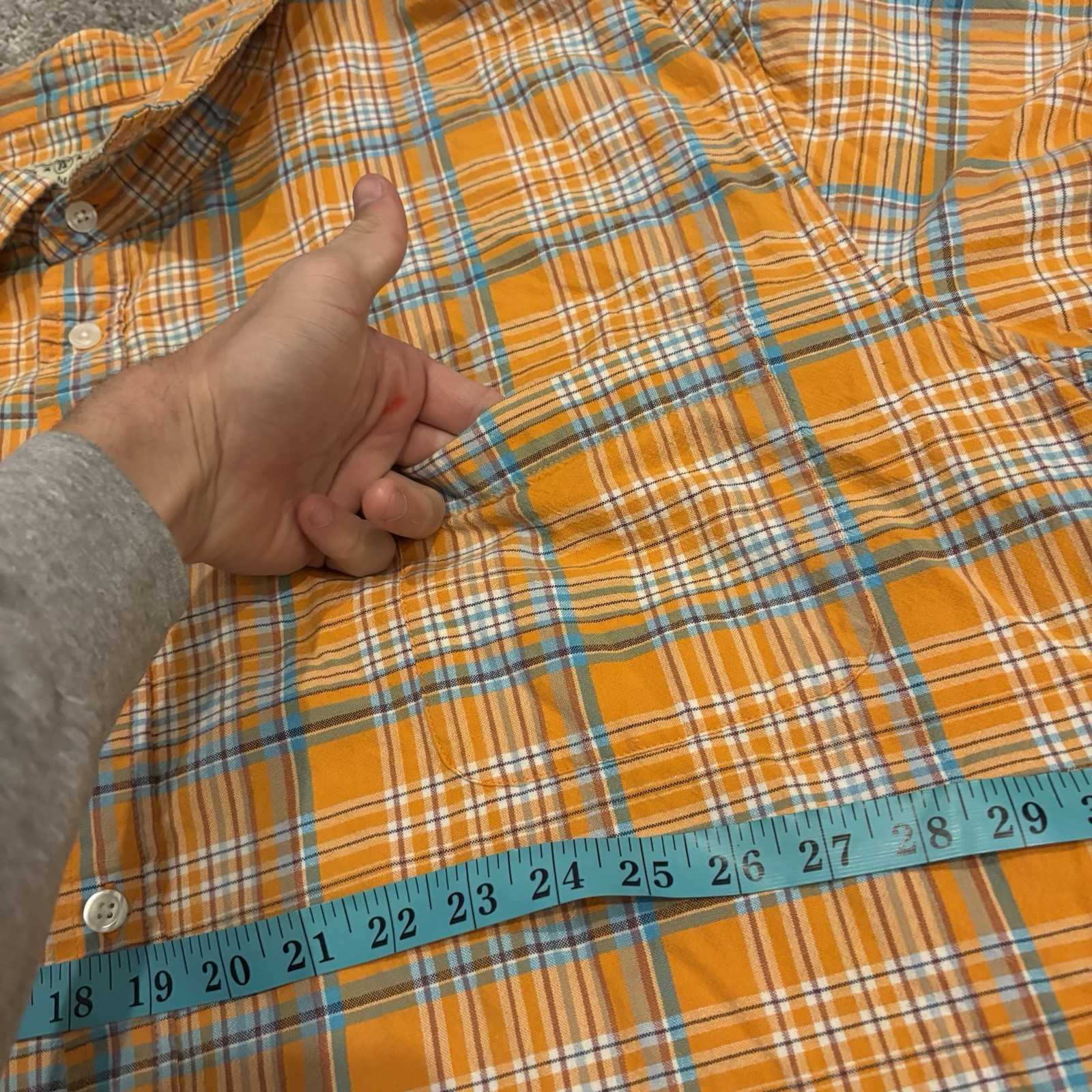 Liberty Blues Denim Western Shirt Men’s 7XLB / 7XL BIG Orange Plaid Button Up