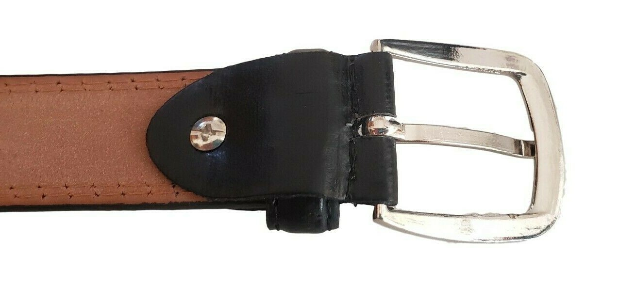 Men’s Leather Casual Dress Plain Black Belt Silver Buckle Size M / L / XL / XXL