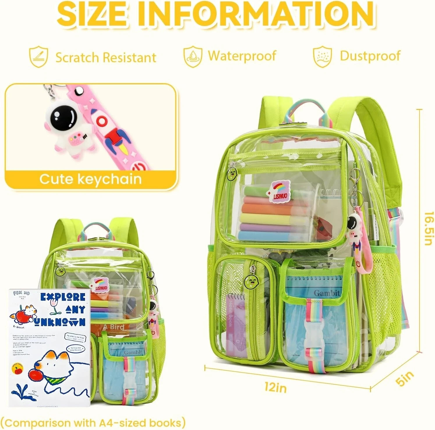 Clear Backpack Heavy Duty Transparent Backpacks Stadium Approved Women Men Kids