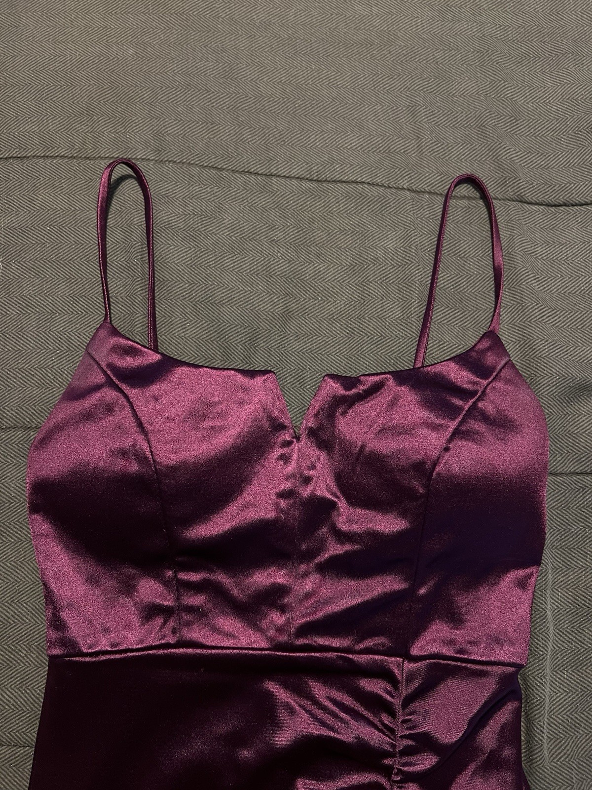 City Studio Purple Satin Ruched Bodycon Mini Dress Sweetheart Neckline XS