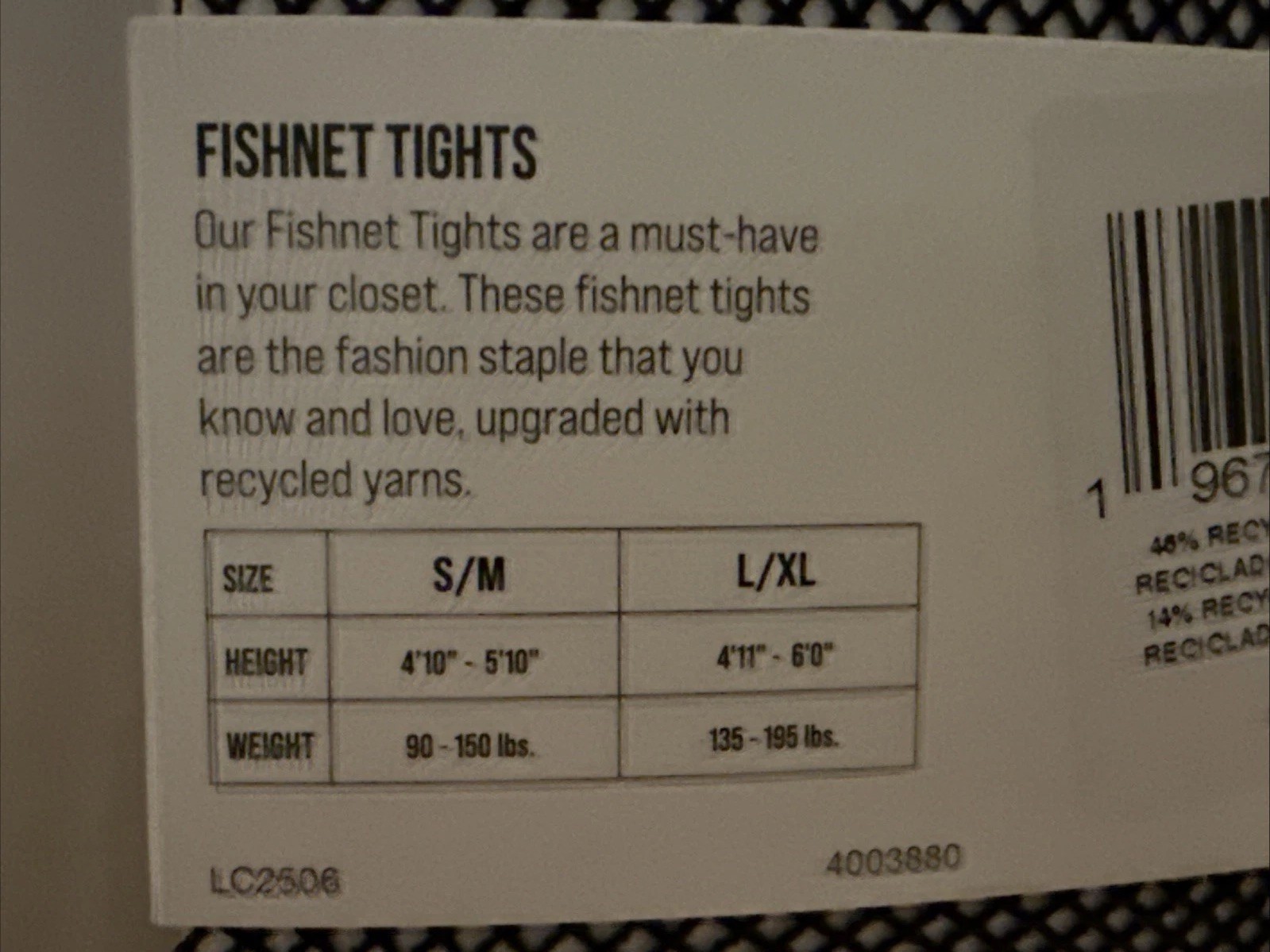 Leggs Fishnet Tights Black S/M Soft 21777 Lot of 2