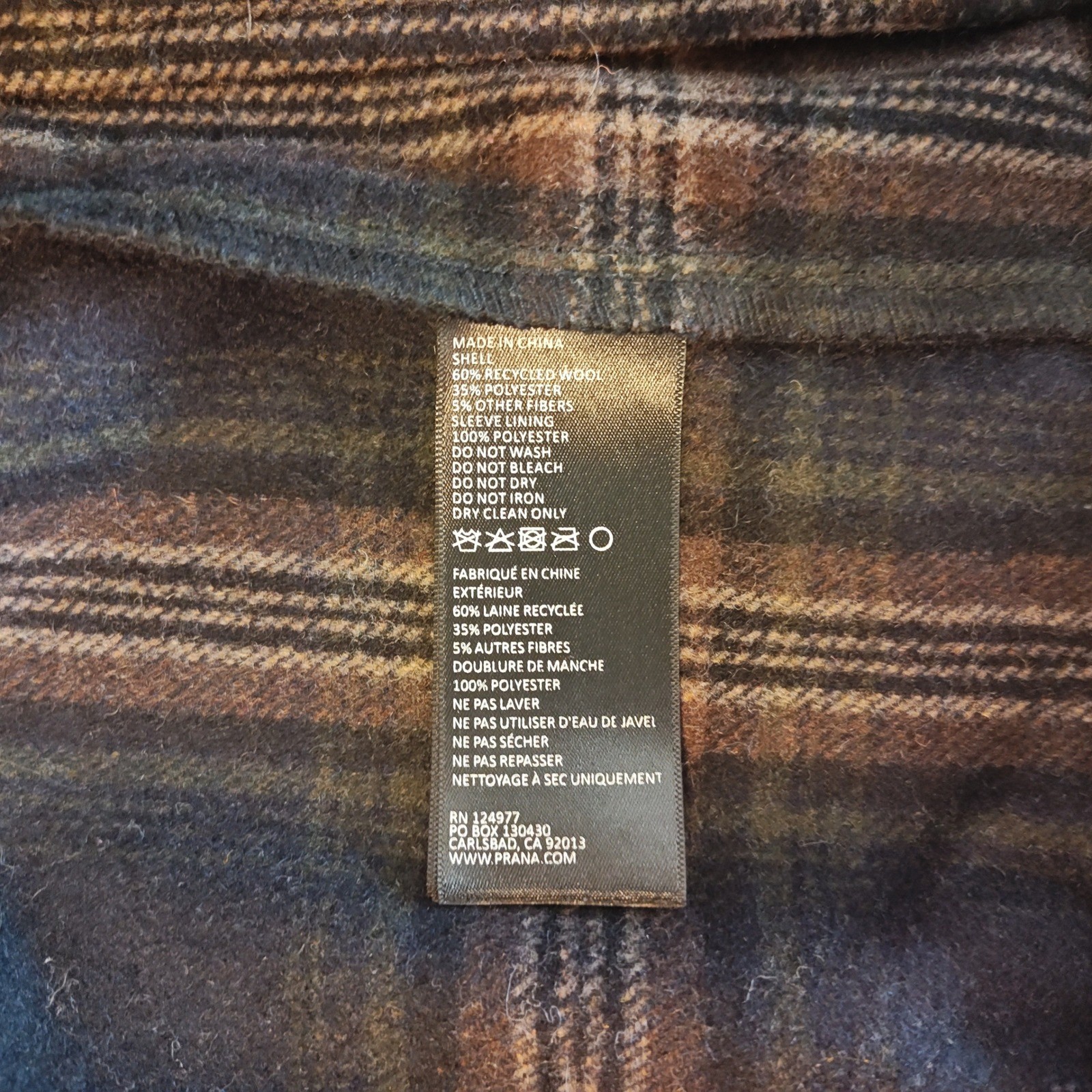 Prana Pinnacle Wool Blend Shirt Jacket Mens XXL Brown black Plaid Sherpa Collar
