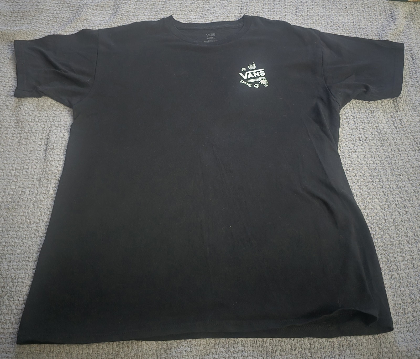 Vans Off The Wall Distressed Skeleton Graphic Tee Black Large size L