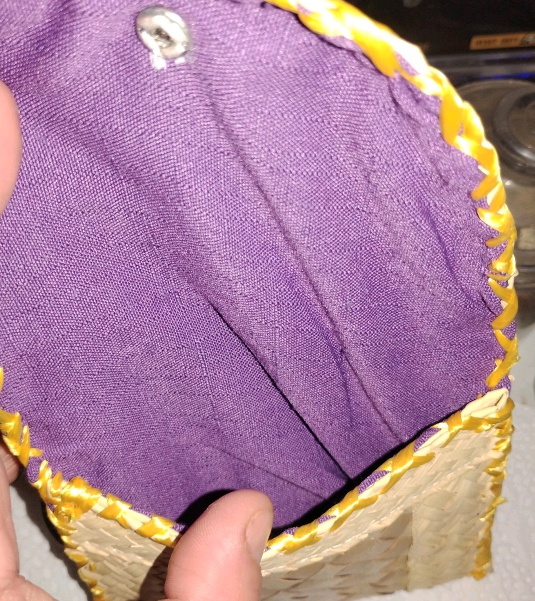Hand Woven Straw Clutch From The Bahamas Button Closure