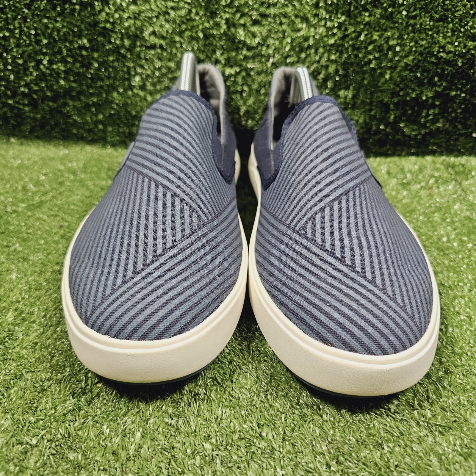 OluKai Lae’ahi Lole Blue Canvas Drop Heel Slip On Comfort Loafers Mens 10.5