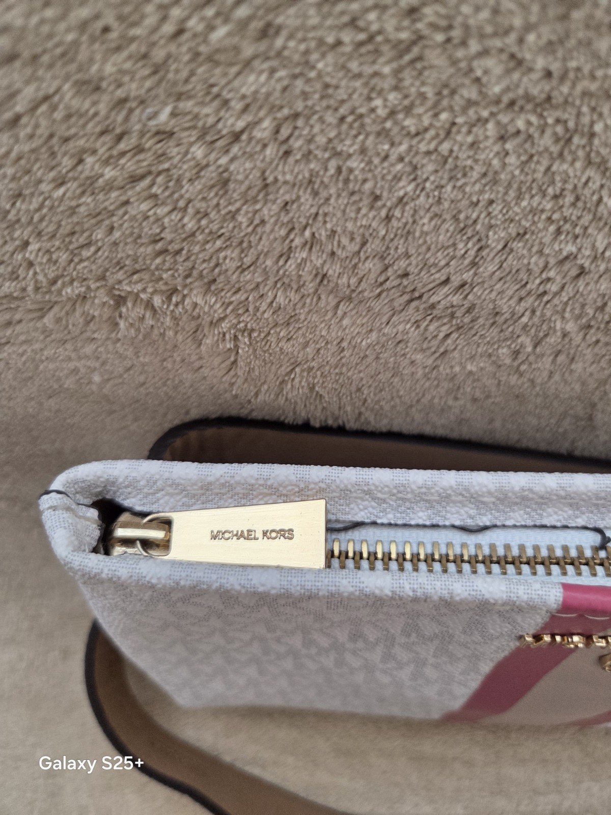 Rare Michael Kors Waist Bag Fanny Pack Leather White Brown Size Small