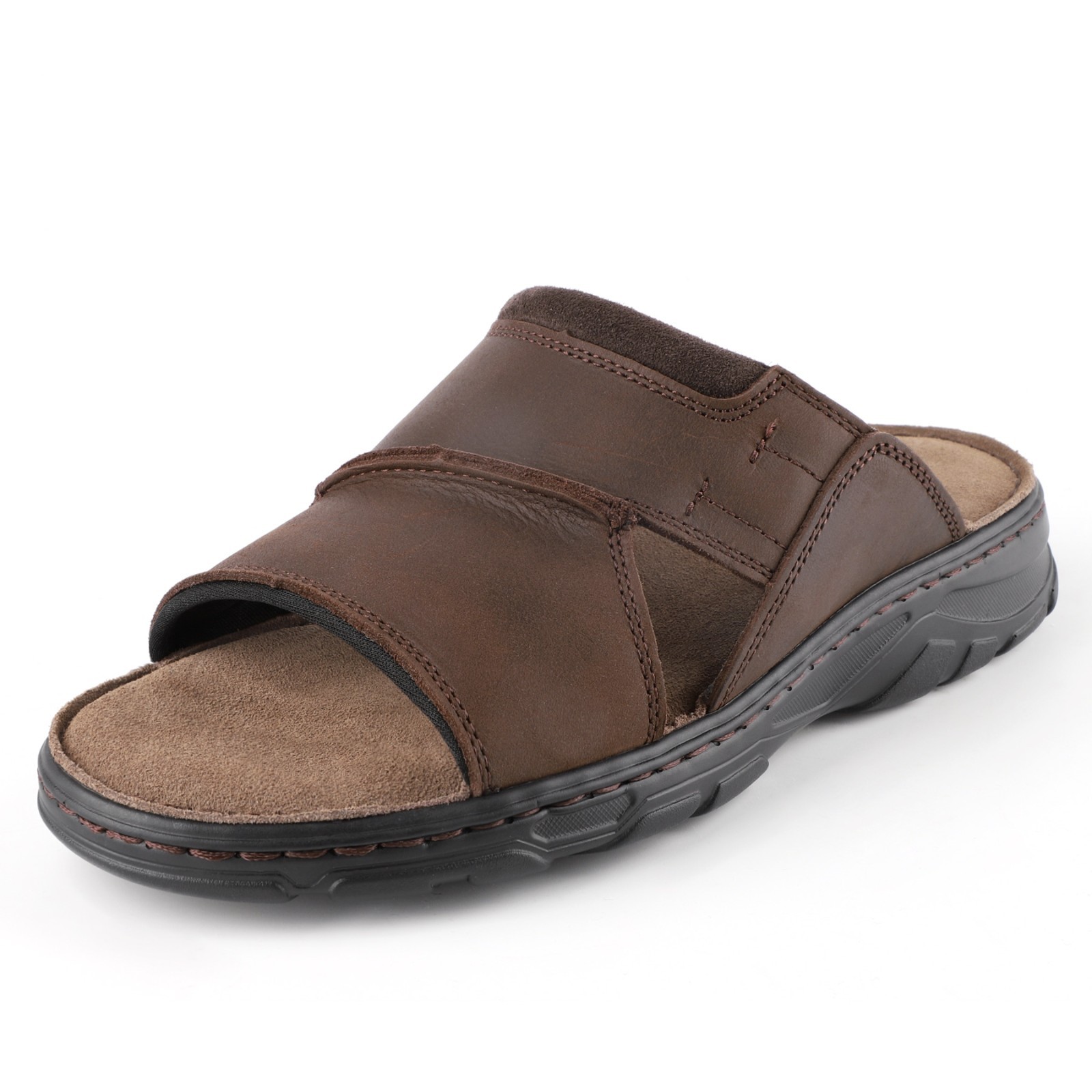 Mens Leather Slides Beach Sandals Outdoor Indoor Casual Comfort Slippers Sandal
