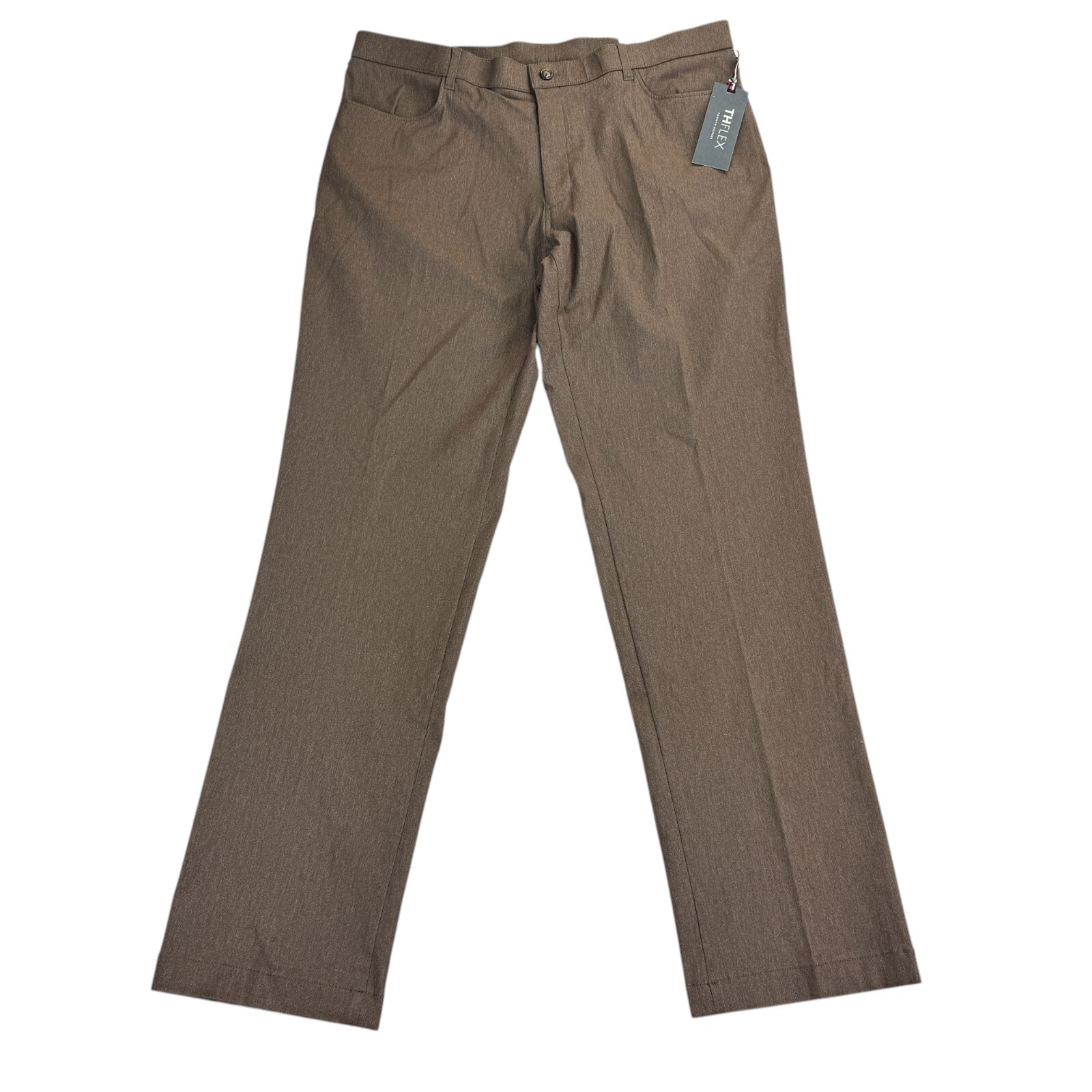 Tommy Hilfiger Mens TH Flex Finn Modern Fit Twill Pants Tobacco Brown 36×32