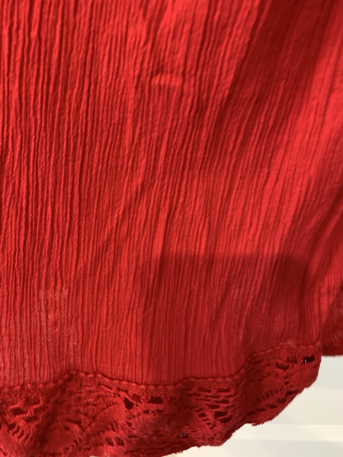Roman’s Long Blouse Red Gauzy And Crochet Lace 20W NWOT/ Cotton
