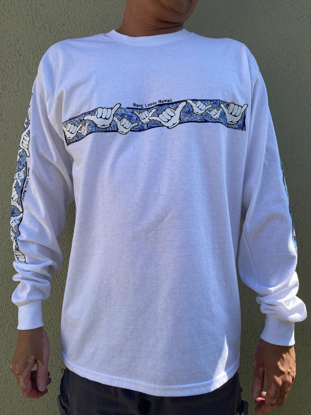 Hawaiian Design Men Women Long Sleeve T-Shirt Surfing Fishing Island Hang Loose
